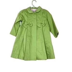 Ring Around The Rosie Girls Lime Green Coat Jacket Sz 3T ‎ Pink Roses Spring New